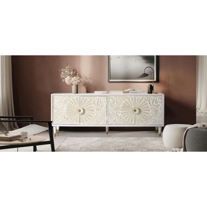 Mueble TV de Madera de Mango 170 Cm Estilo Mediterráneo Moderno