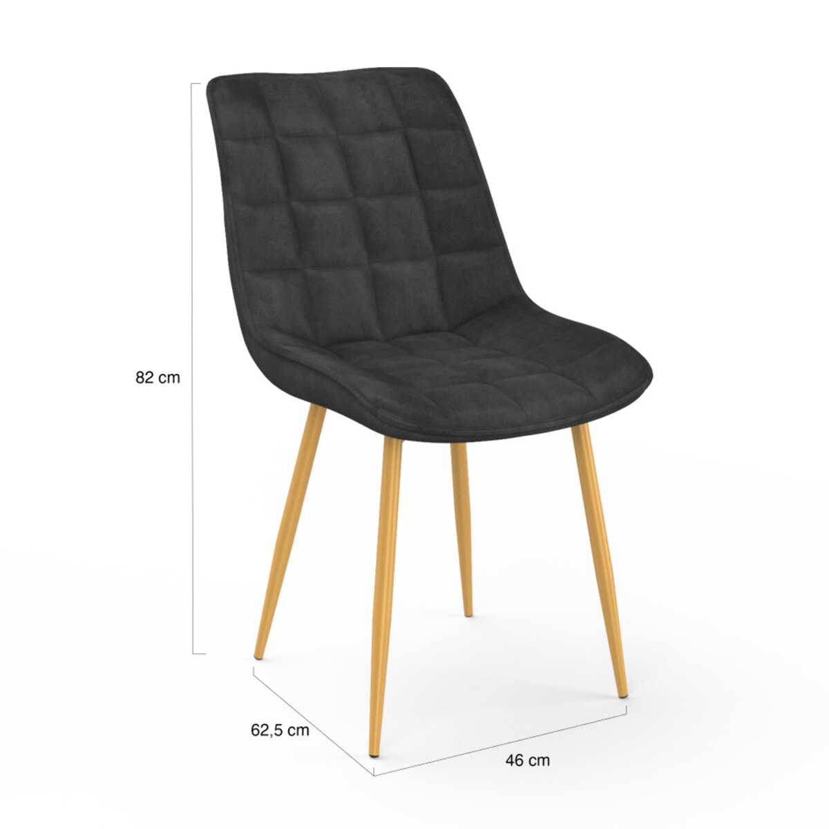 Chaises Melinda en velours gris foncé et pieds dorés - lot de 4
