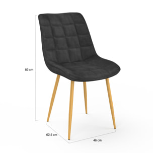 Chaises Melinda en velours gris foncé et pieds dorés - lot de 4