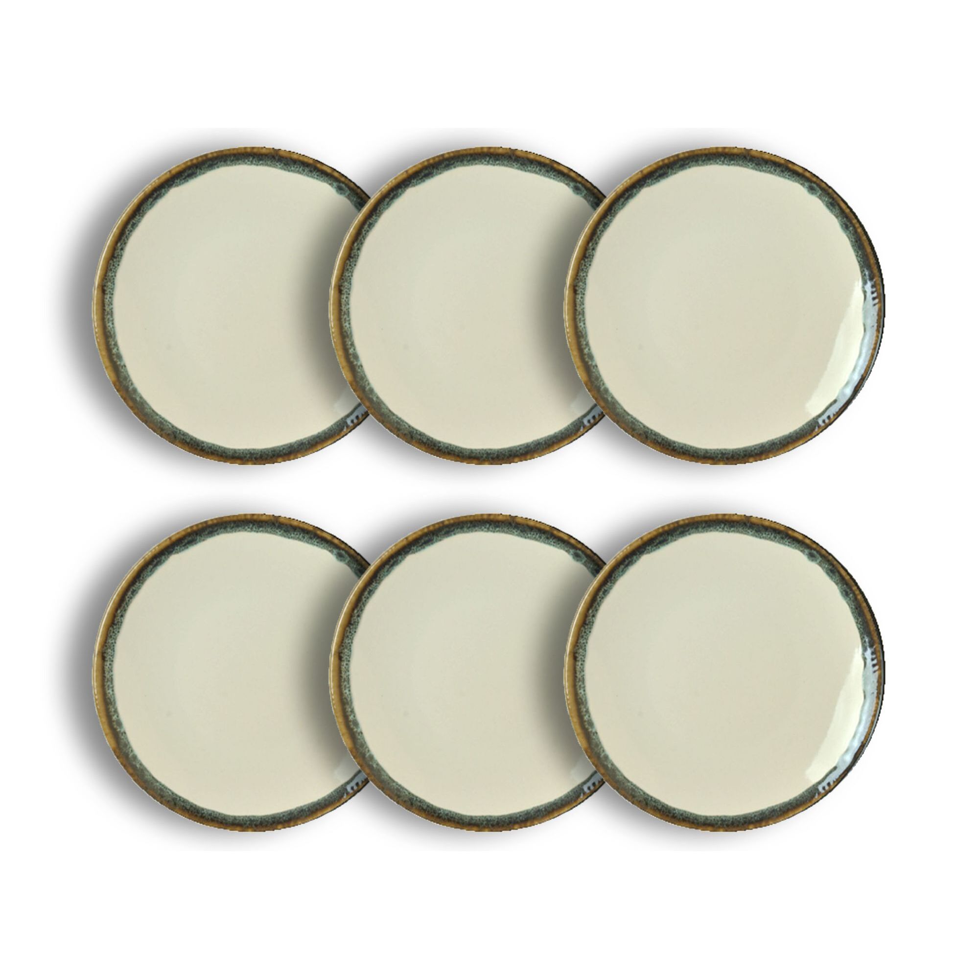 Lot de 6 assiettes à dessert atome 20cm en faience beige ATOME