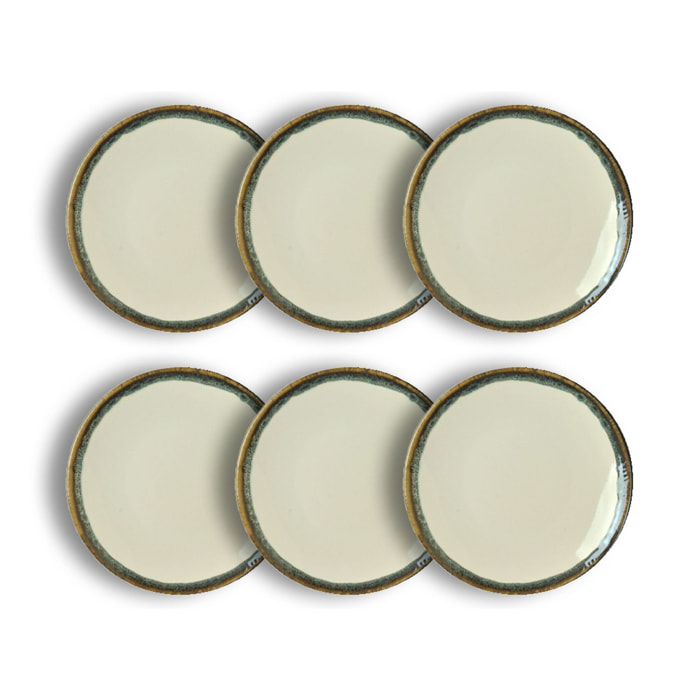 Lot de 6 assiettes à dessert atome 20cm en faience beige ATOME