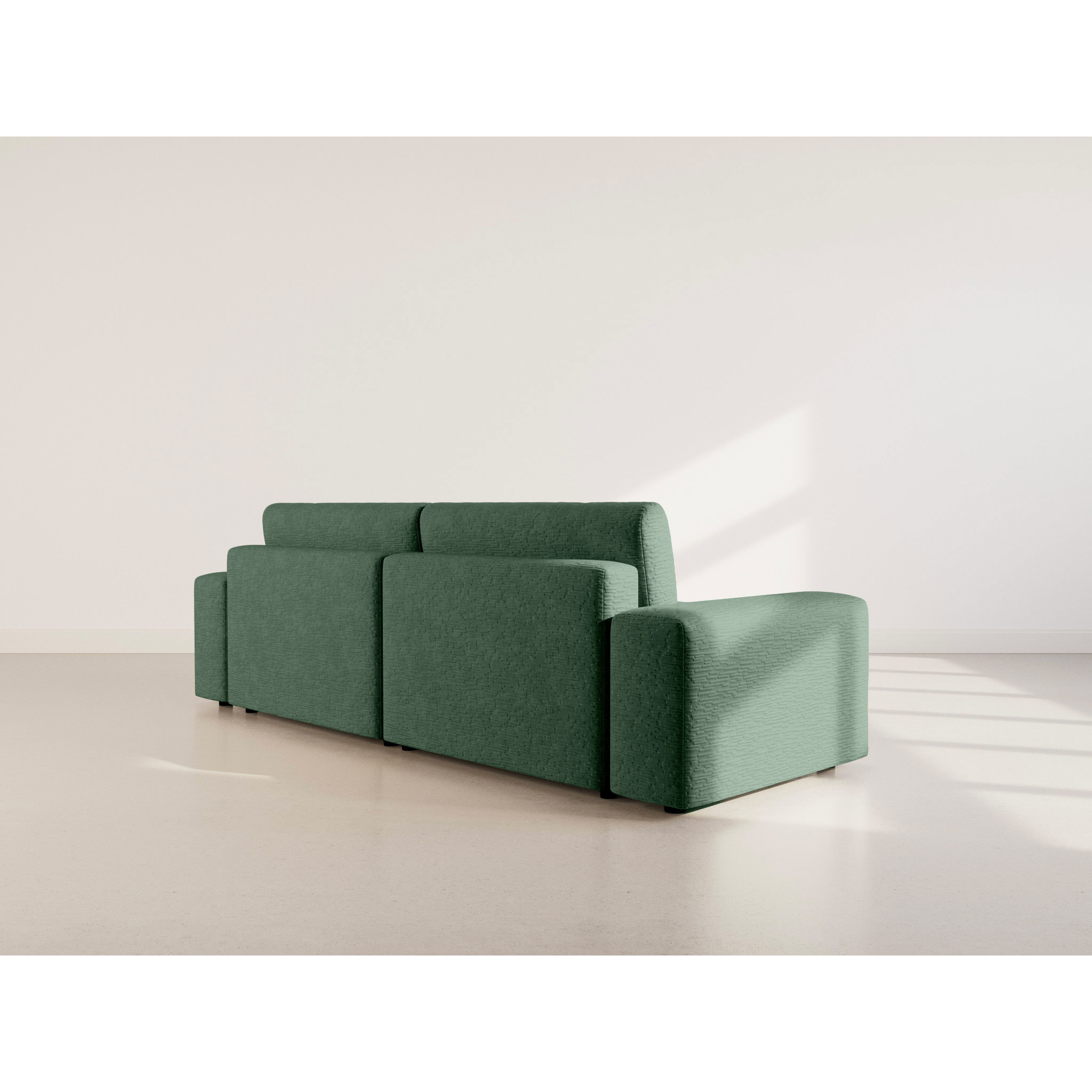 Constance - Canapé d'angle réversible 4 places convertible avec coffre en velours gaufré - Vert