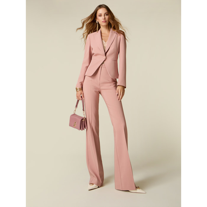Oltre - Pantalones flare de talle alto - Rosa
