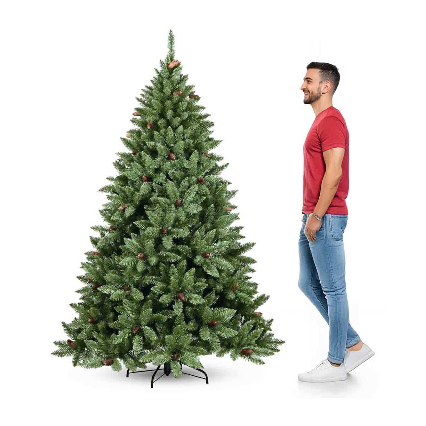 Boemia - Albero di Natale con pigne in PVC ø112x180H cm, 776 rami