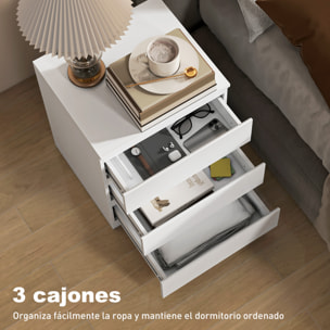 Cómoda 3 Cajones con Cierre Suave, Cómoda Dormitorio, Cajonera para Salón, Oficina, Estilo Moderno, 45x40x52,8 cm, Blanco