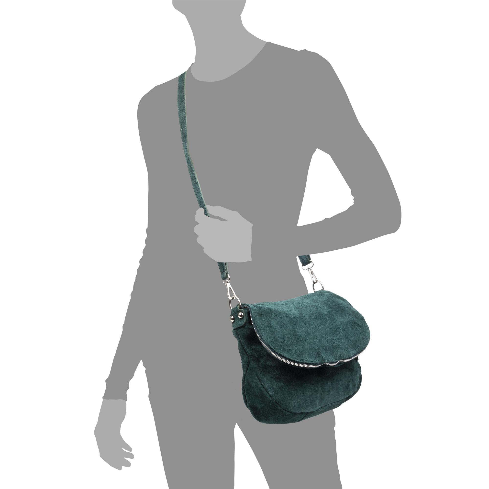 Amanda borsa a tracolla donna. Pelle autentica finitura Scamosciata.