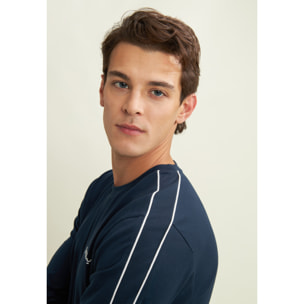 T-shirt manica lunga in jersey con cuciture a contrasto