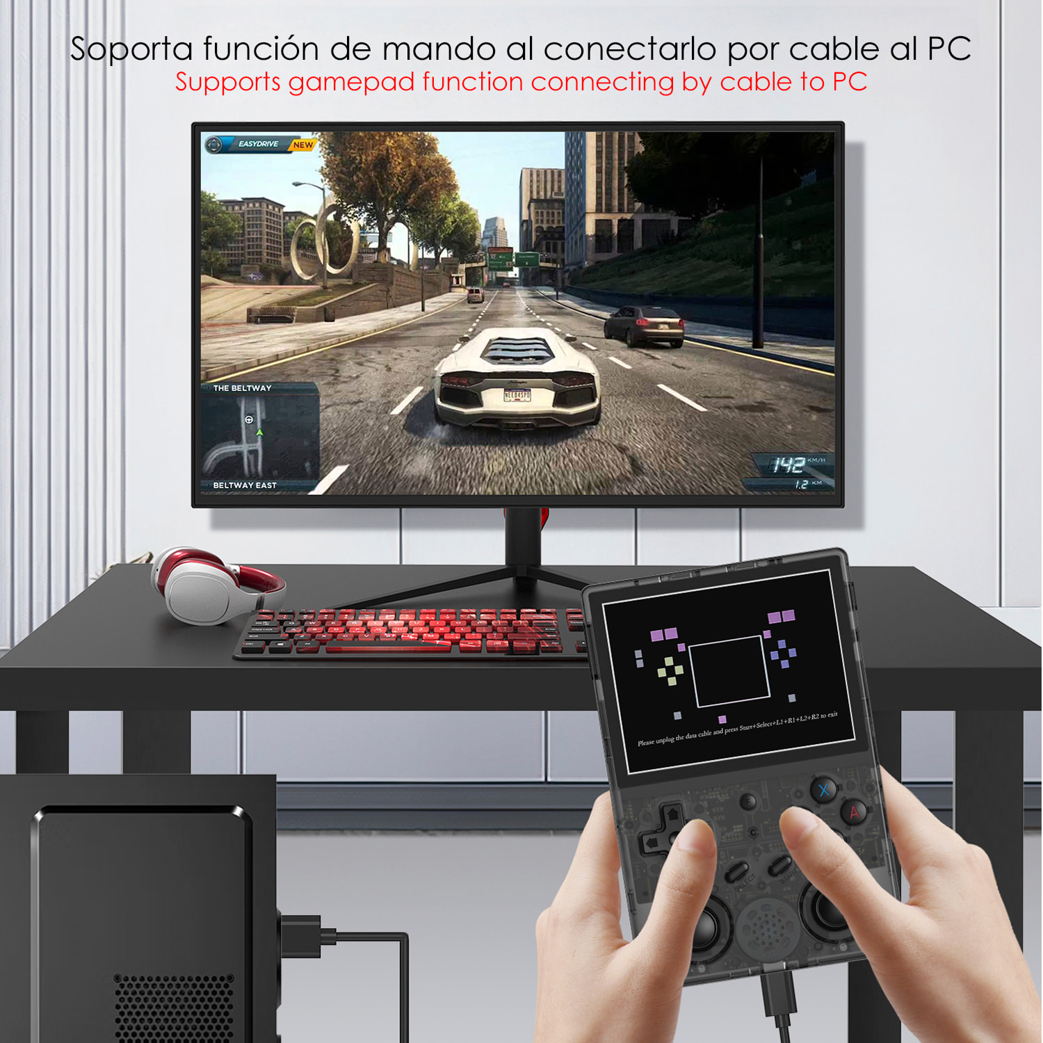 DAM Consola emulador multiplataforma RG353VS. Pantalla 3,5" IPS; S.O. Linux, Quad-Core 1,8GHz, WiFi, 128GB. +23.000 juegos. 12,6x2,1x8,3 Cm. Color: Negro