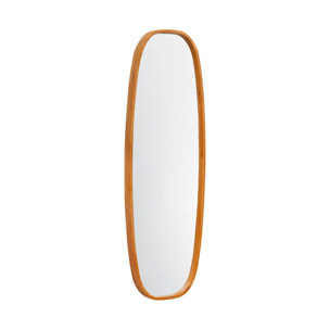 Miroir rectangulaire JAMIE en bois d'hévéa. bords arrondis. couleur bois clair. 120 cm