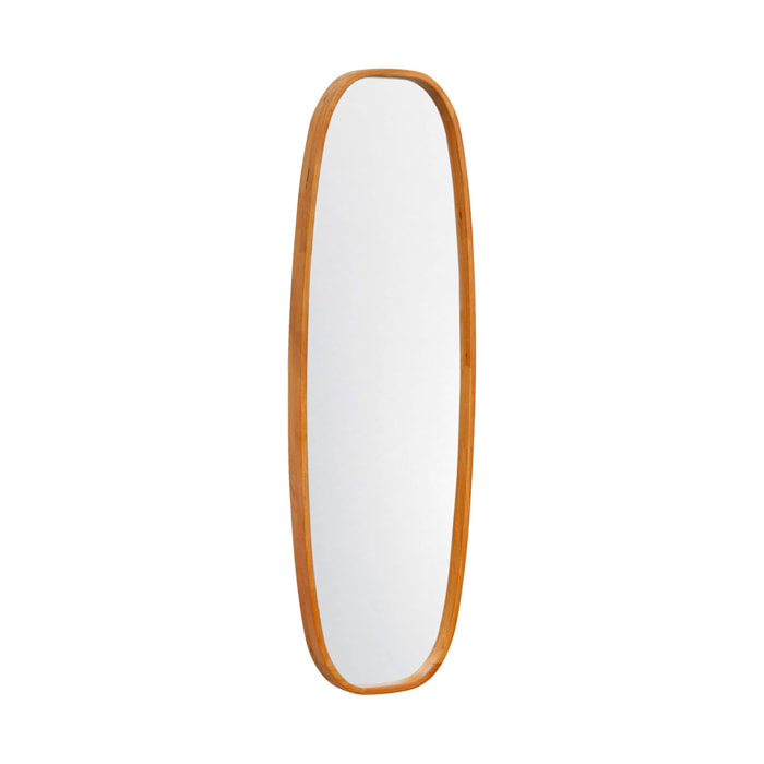 Miroir rectangulaire JAMIE en bois d'hévéa. bords arrondis. couleur bois clair. 120 cm