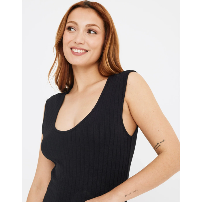 Vestido Midi Largo Cuello Redondo Negro - Desita