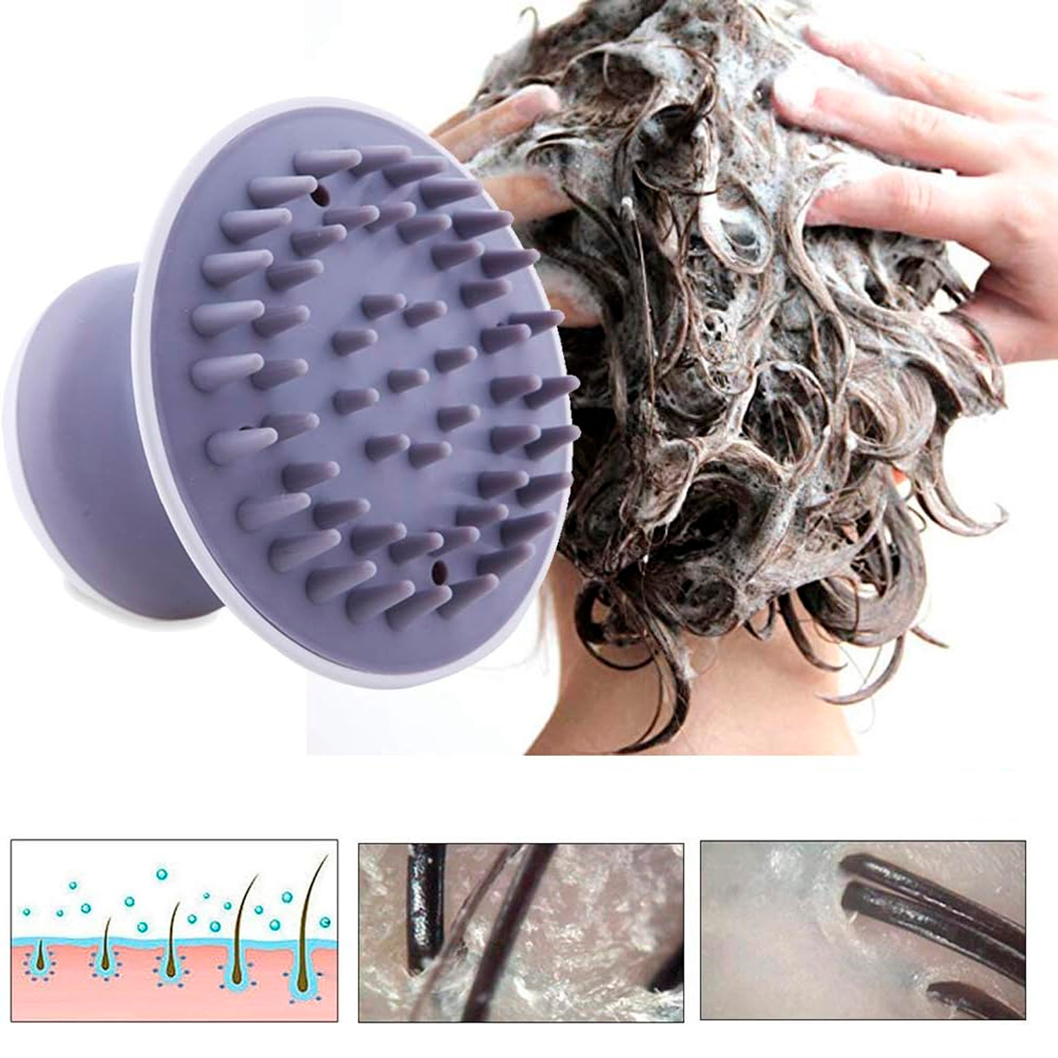 Peine eléctrico vibrador masajeador con 3 intensidades, especial para cuero cabelludo.