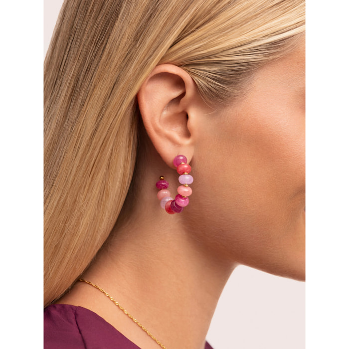 Orecchini Rosé Stones Acciao Placcato Oro