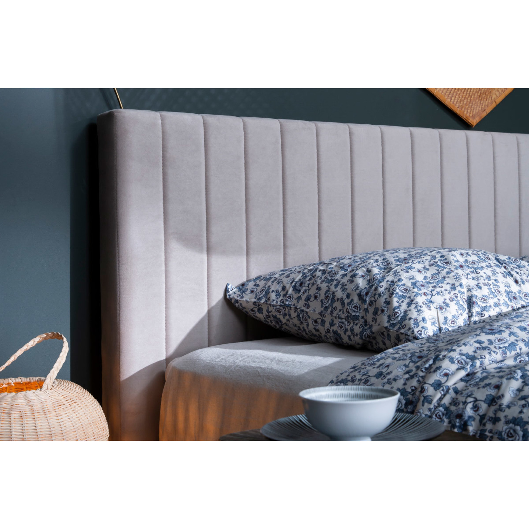 Tête de lit en tissu velours bleu L170 cm NEHA