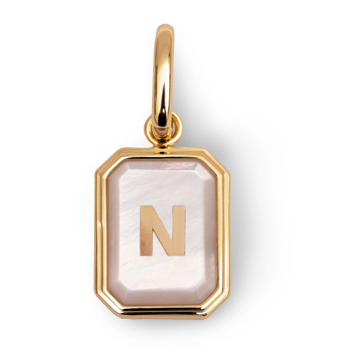 Charm Personalized Letter Mother of Pearl Placcato Oro