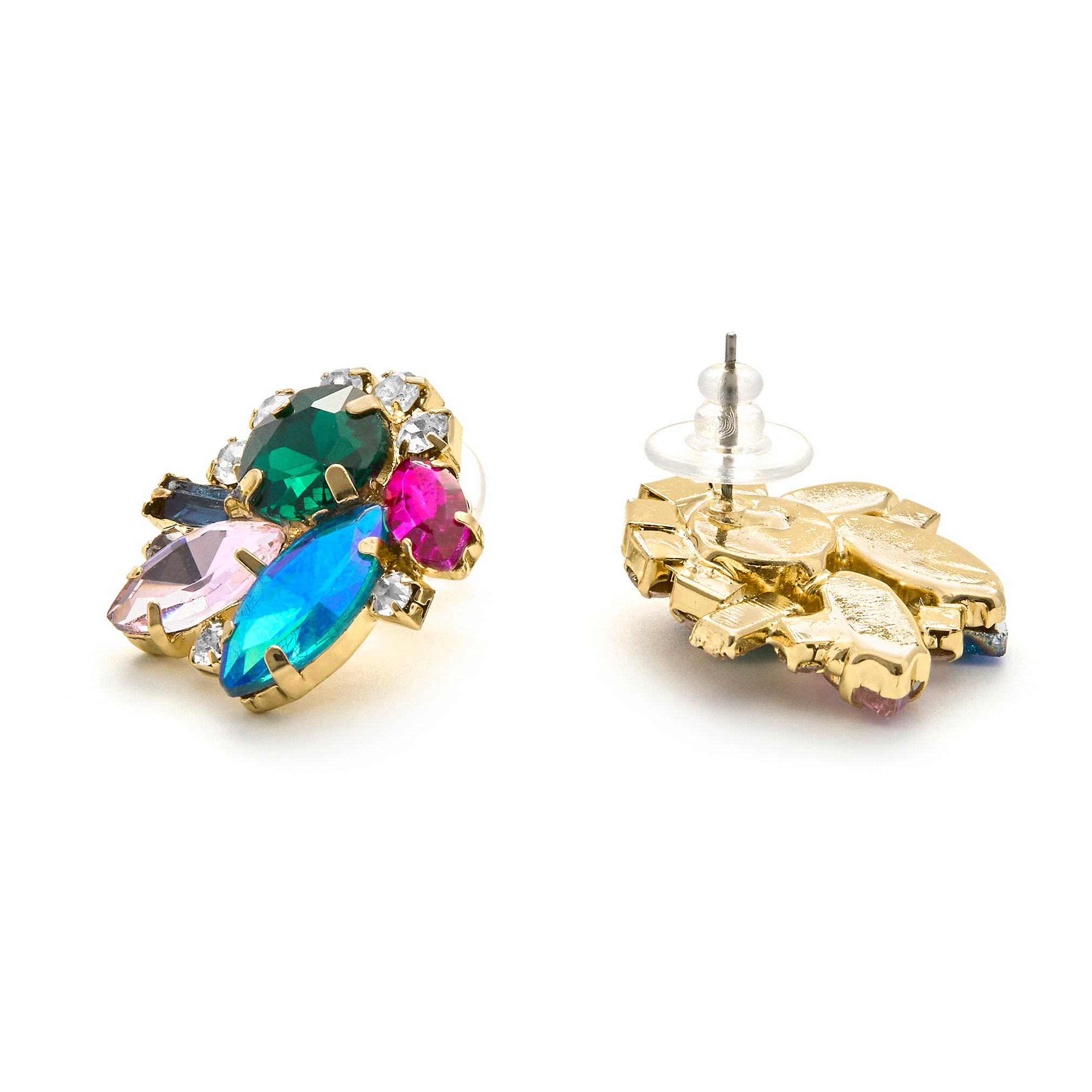 Pendientes de Cristal Azul acabados en oro amarillo de 18k