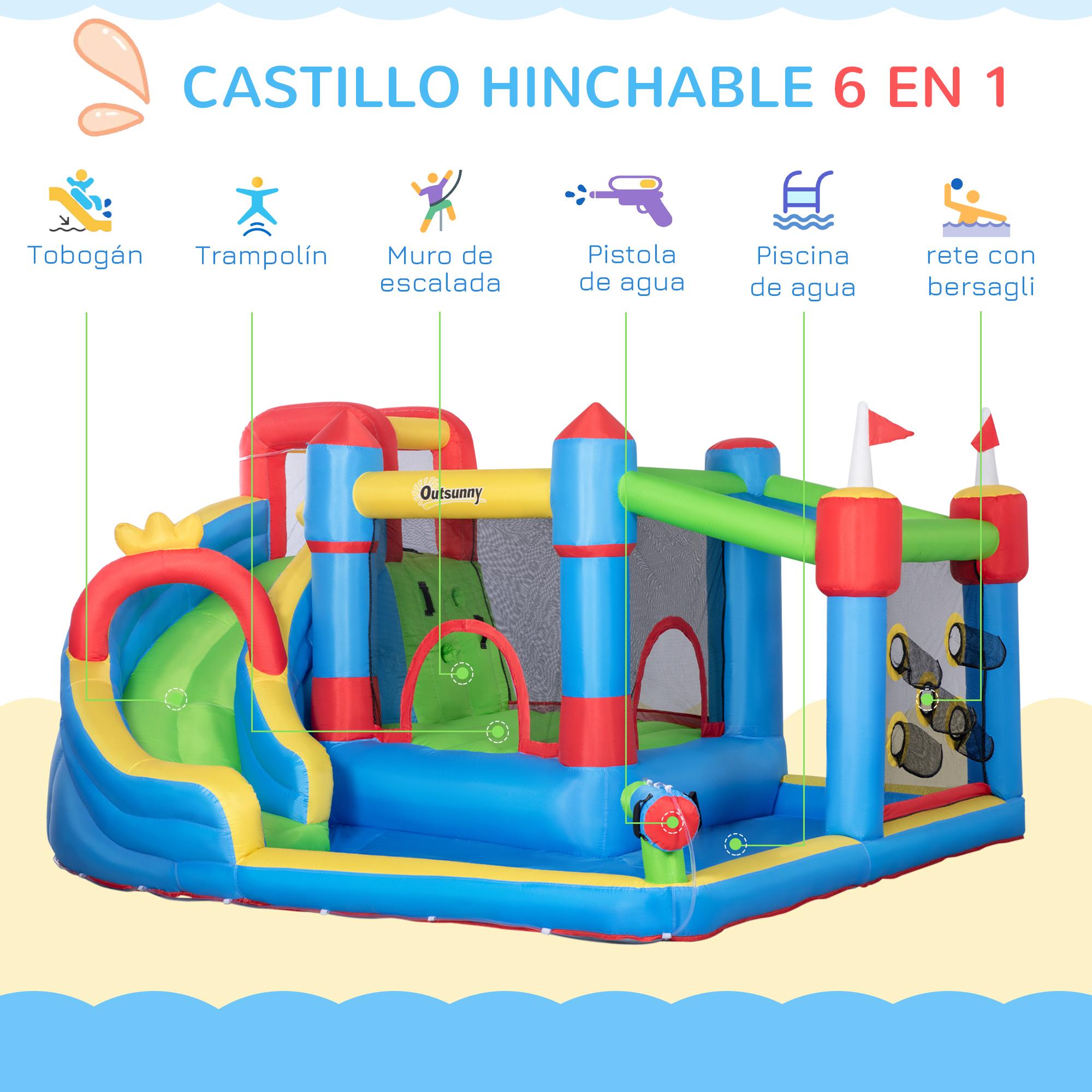 Castillo Hinchable Infantil con Tobogán Castillo Hinchable para Niños 3-8 Años con Cama de Salto Piscina Inflador y Bolsa de Transporte 390x300x197 cm Multicolor