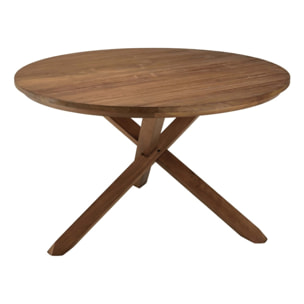 SIXTINE - Table à manger ronde 130x130cm en bois de teck recyclé