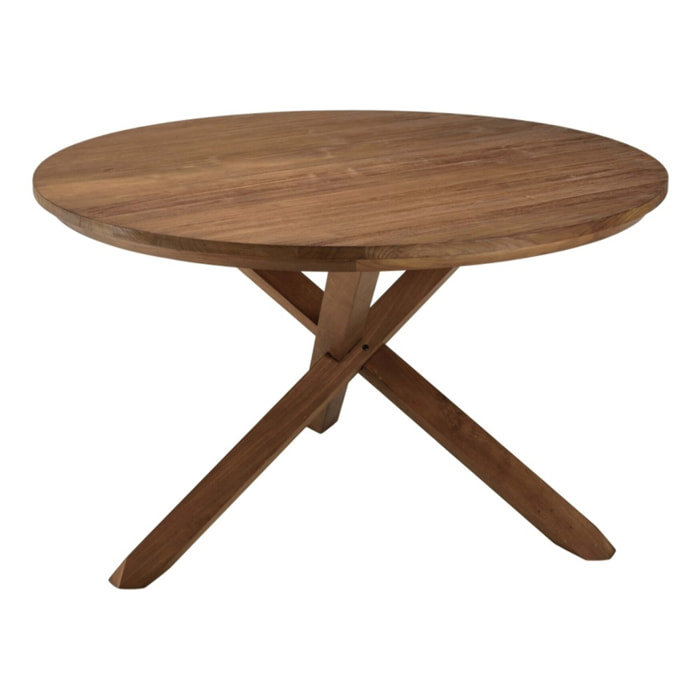 SIXTINE - Table à manger ronde 130x130cm en bois de teck recyclé