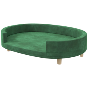 Canapé chien style nordique grande taille dim. 100L x 70l x 25H cm  - coussin amovible - piètement bois velours vert