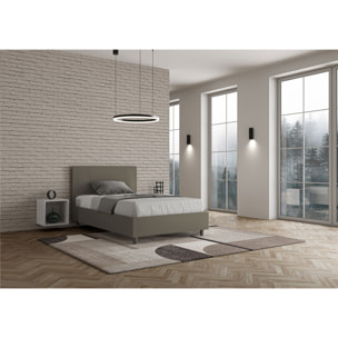 Letto una piazza e mezza con rete imbottito 120x190 similpelle cappuccino Adele