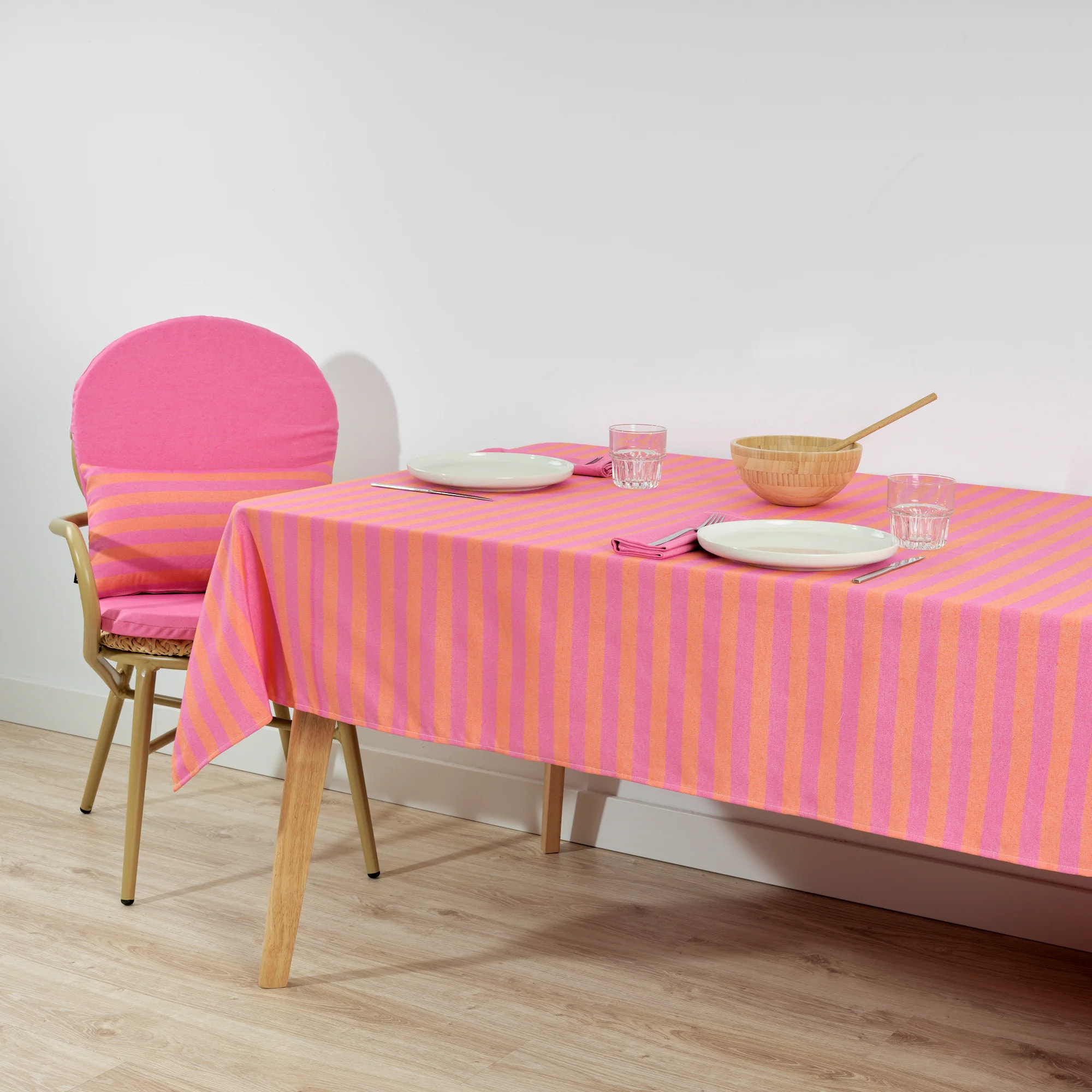 Nappe en tissu jacquard Maglia rayé Fuchsia et Orange