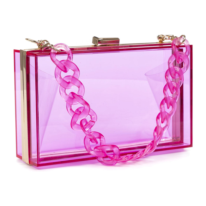 Zavattarello bolso clutch de mano, de metacrilato transparente.