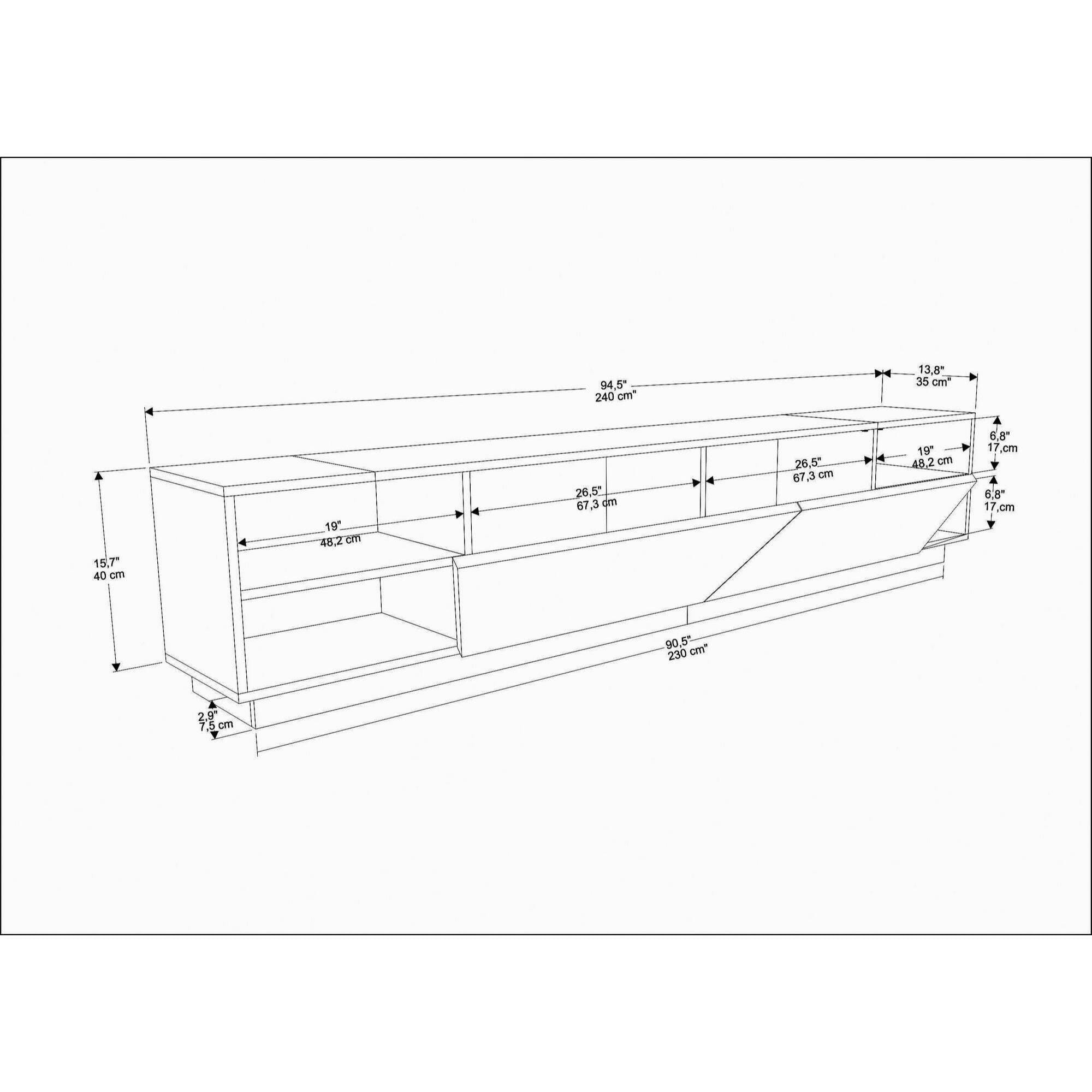 Mobile porta TV Dpazienz, Credenza da soggiorno, Armadio basso per TV, Base parete attrezzata, 240x37h47 cm, Antracite