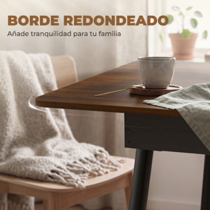 HOMCOM Mesa de Comedor Extensible, Mesa de Cocina Rectangular para 4-6 Personas, Estilo Industrial, Esquinas Redondeadas, 130-160x85x75 cm, Nogal Claro