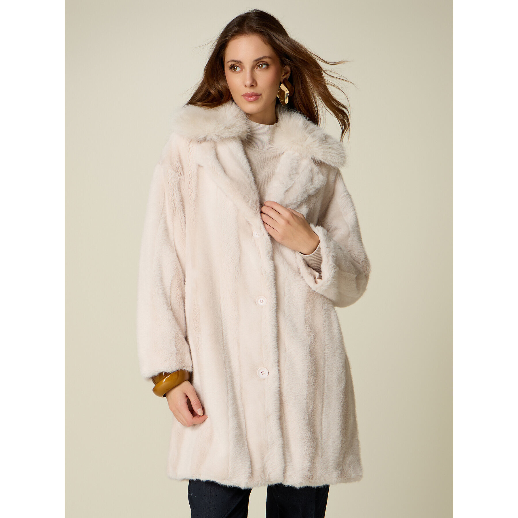 Oltre - Cappotto in tessuto peluche - Bianco