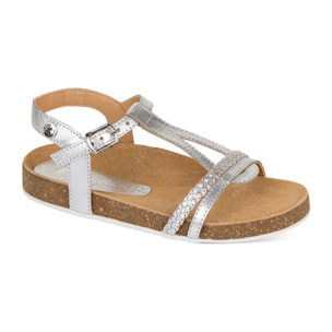 Sandalia Bios Piel Natural. hebilla/Trenza