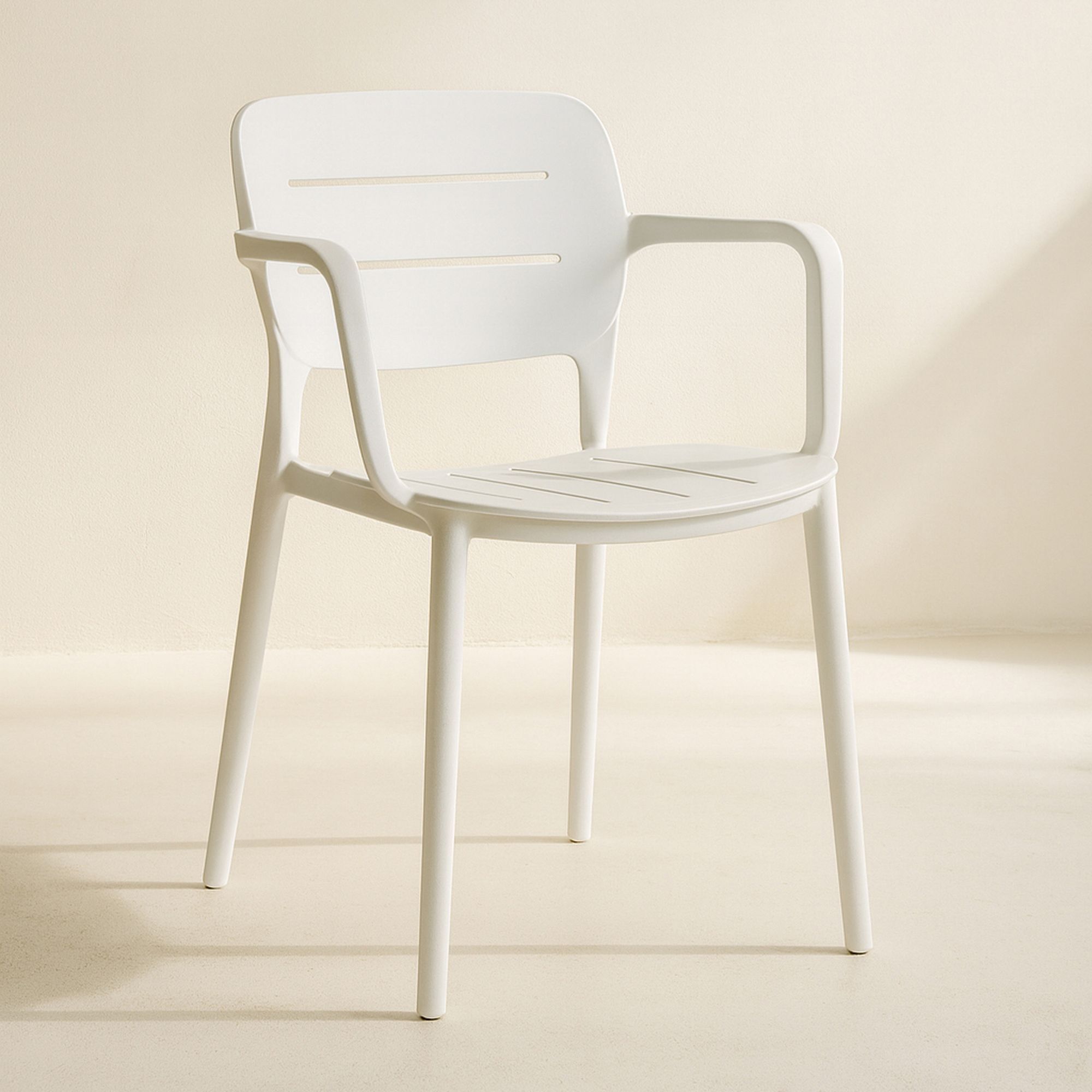 Lot de 4 fauteuils de table blanc extérieur en polypropylène SUNSET