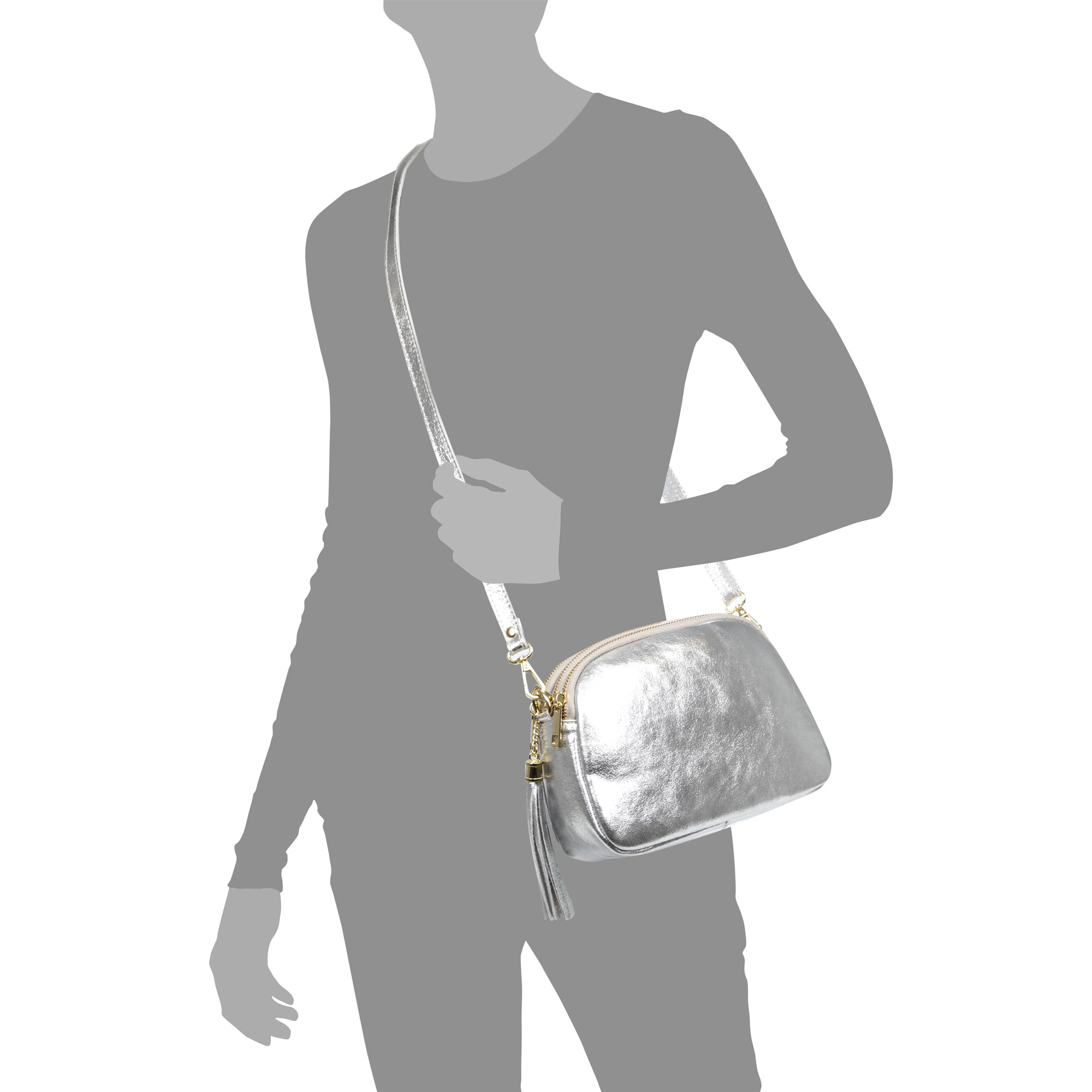 Aliminusa bolso bandolera Mujer. Piel auténtica Gamuza Lacada.