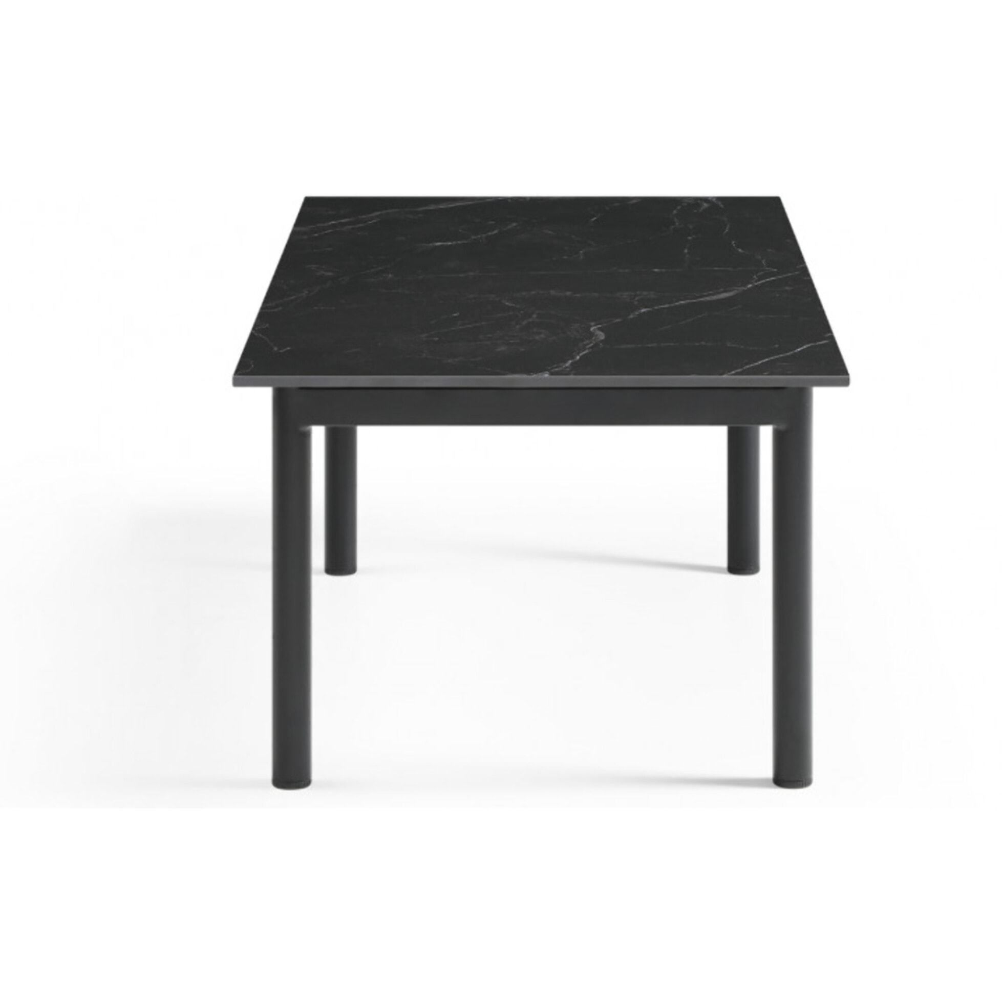 Table basse en céramique 120x60cm marbre noir pieds métal - UNIK
