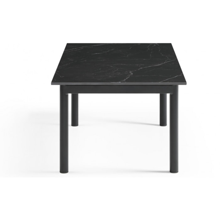 Table basse en céramique 120x60cm marbre noir pieds métal - UNIK
