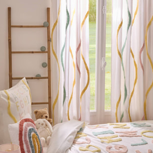 Rideau Tufy 260x140cm Blanc Imprimé Alphabet