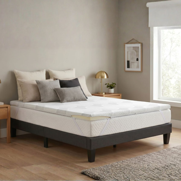 Surmatelas ViscoTouch, 5 cm, Mémoire de Forme et Gel Rafraîchissant, Très Bonne Indépendance de Couchage, Fabrication Française