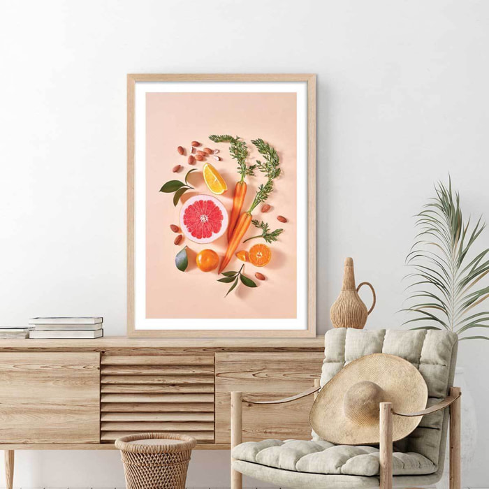 Affiche shot de vitamine c Affiche + cadre en bois - Chêne