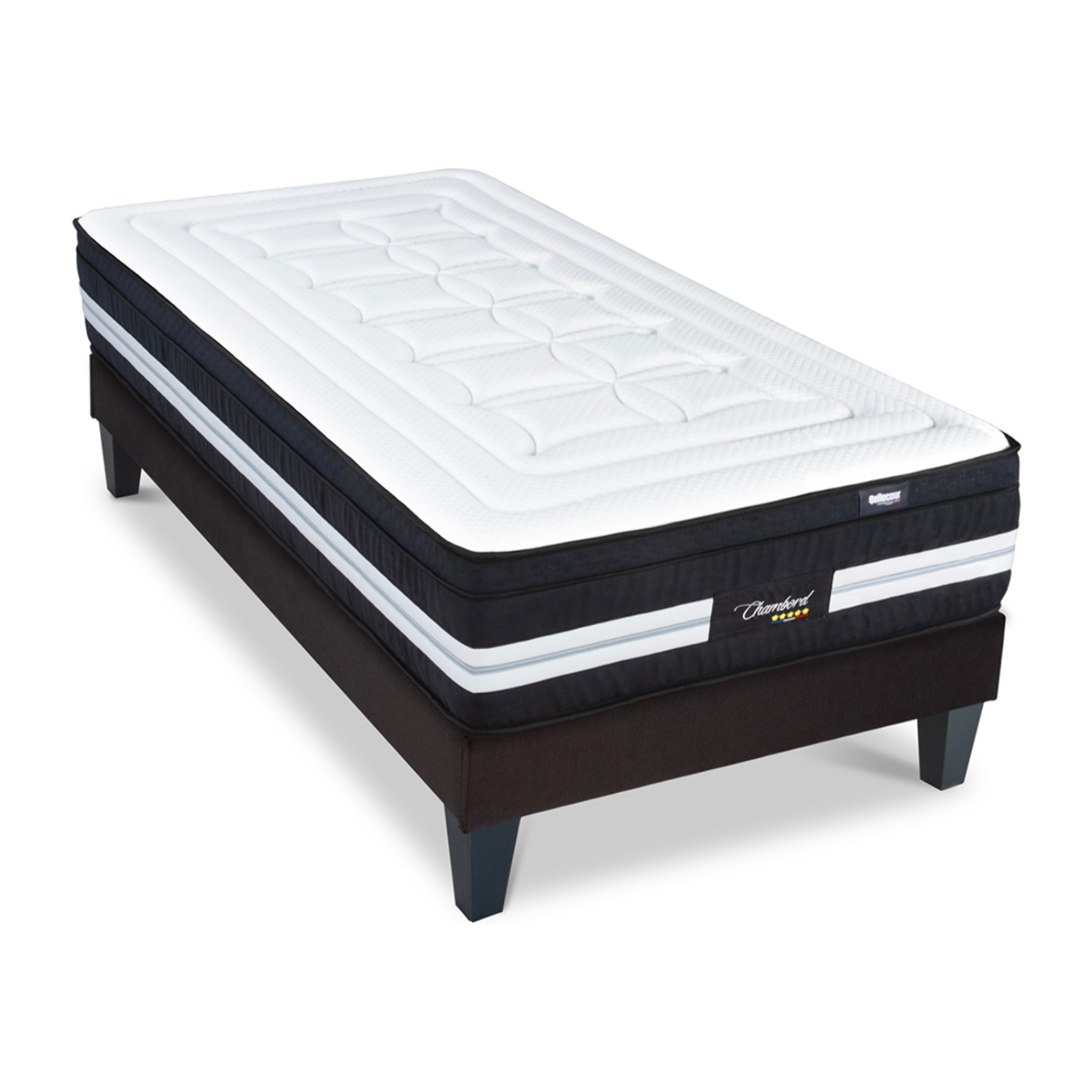 Ensemble Matelas Hybride Chambord & Sommier KIT15, 32 cm, Micro-Ressorts et Mémoire de Forme, Technologie Tri-Lattes, Soutien Ferme