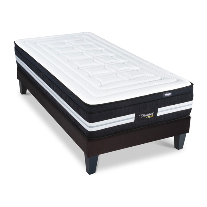 Ensemble Matelas Hybride Chambord & Sommier KIT15, 32 cm, Micro-Ressorts et Mémoire de Forme, Technologie Tri-Lattes, Soutien Ferme