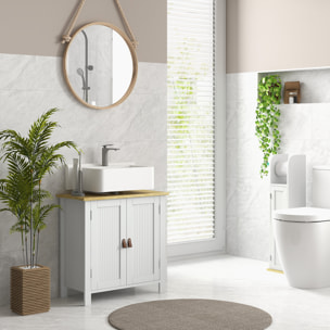 Mueble bajo Lavabo Mueble de Lavabo con Pie Mueble de Baño con 2 Puertas 2 Mangos y Estante Ajustable sin Lavabo 60x30x60 cm Blanco
