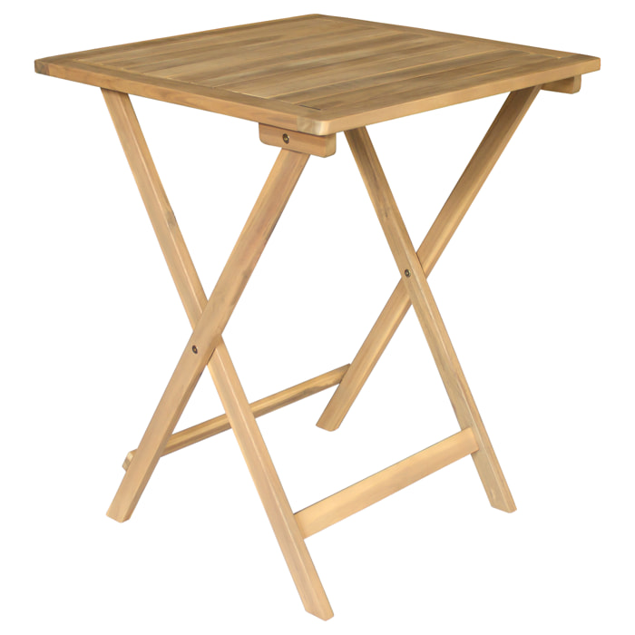 Ensemble table et chaises 2 places en acacia et coussins gris BENAGIL