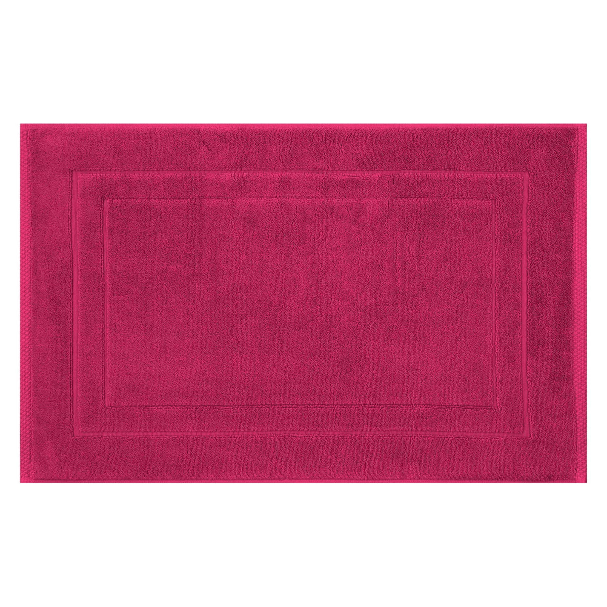 Tapis de bain pur coton 900 g/m² uni rose Elea fuchsia