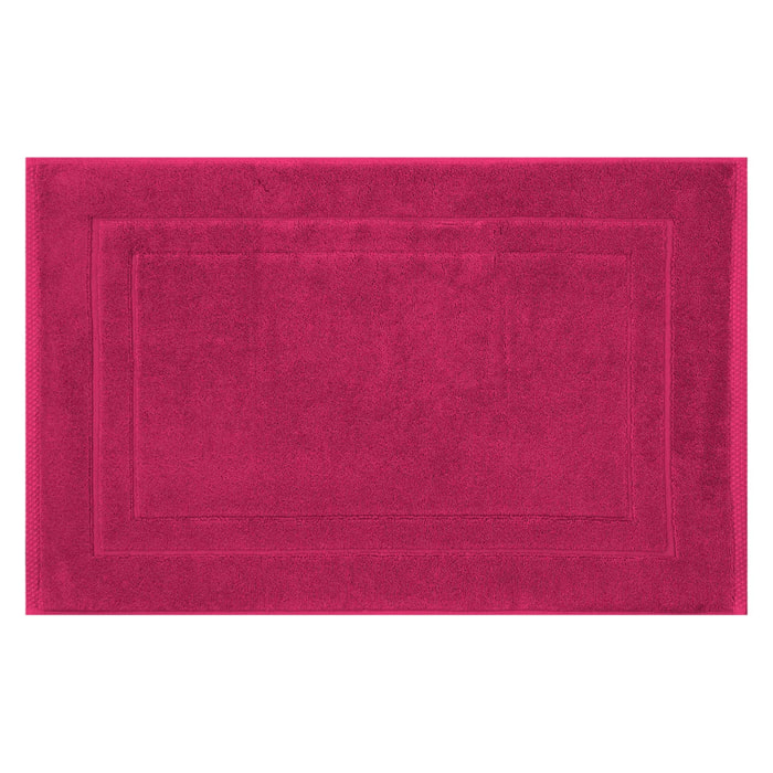 Tapis de bain pur coton 900 g/m² uni rose Elea fuchsia