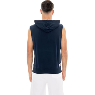 Felpa da uomo con cappuccio e zip senza maniche non felpata Leone Basic