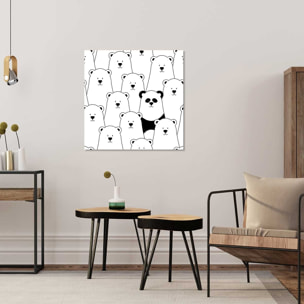 Tableau enfant ours blanc et panda noir Toile imprimée