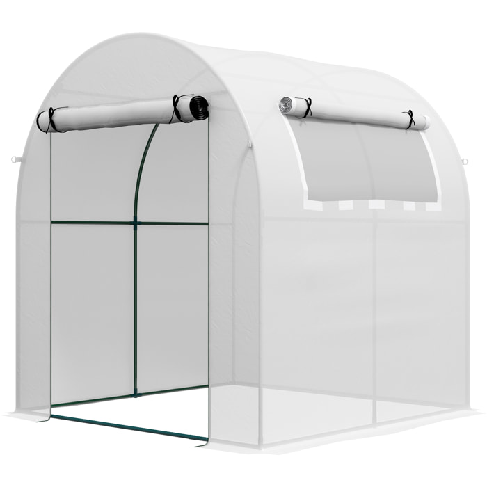 Invernadero de Jardín 180x180x200 cm Invernadero de Túnel Pequeño con Puerta Enrollable y Ventana de Malla para Cultivar Plantas Flores Blanco