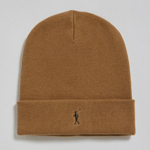 Gorro de lana Vinny color camel con logo bordado Rigby Go