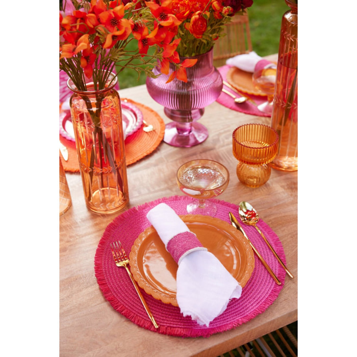 J-Line Assiette - verre - orange/rose - 2 pièces