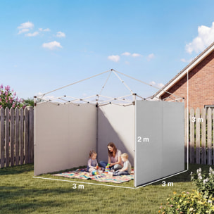 3 Paredes Laterales para Carpas de 3x3 m, Paredes Laterales de Repuesto para Cenador de Tela Oxford 210D con Cremallera, para Fiestas, 300x200 cm, Blanco
